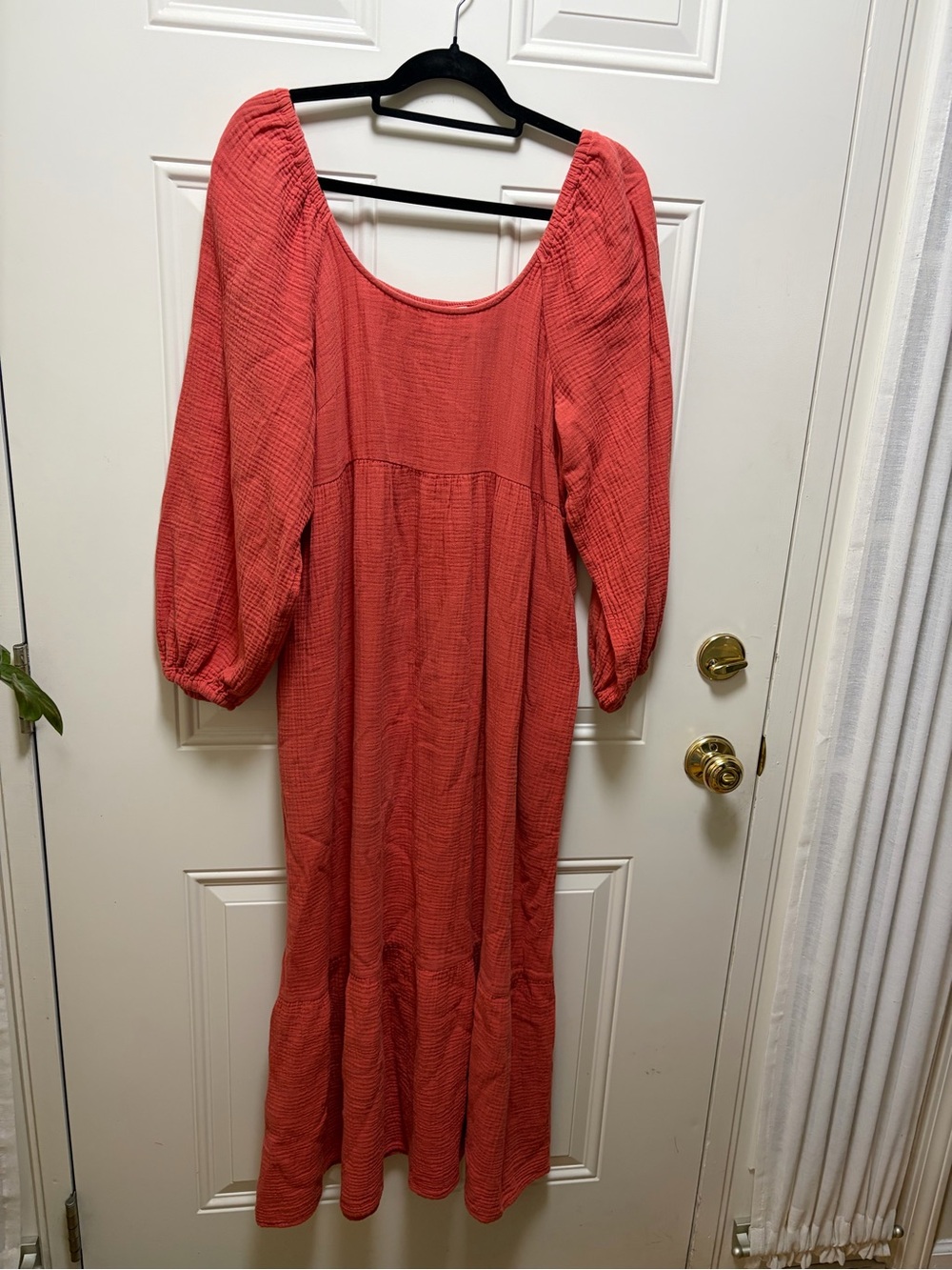Universal Thread Terracotta Orange cotton gauze tiered maxi dress M - Picture 2 of 7